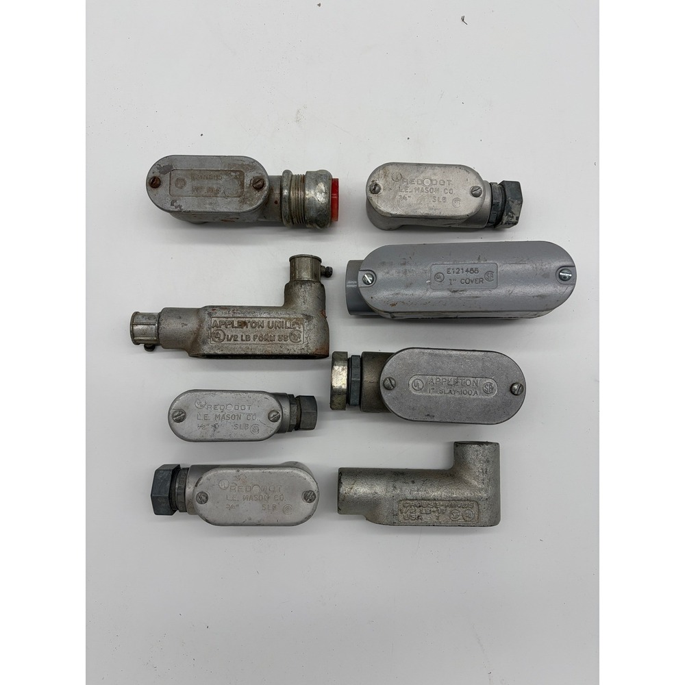 Lot of 8 Conduit Bodies Appleton Red Dot Crouse-Hinds LB SLB 1/2 3/4 1" Fittings